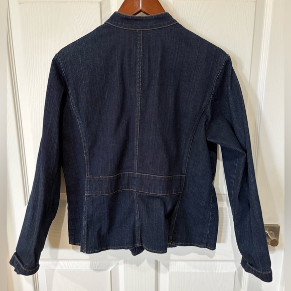 Chico’s Platinum Denim Jacket – Size 2 – Dark Wash Stretch Denim - Picture 3 of 9